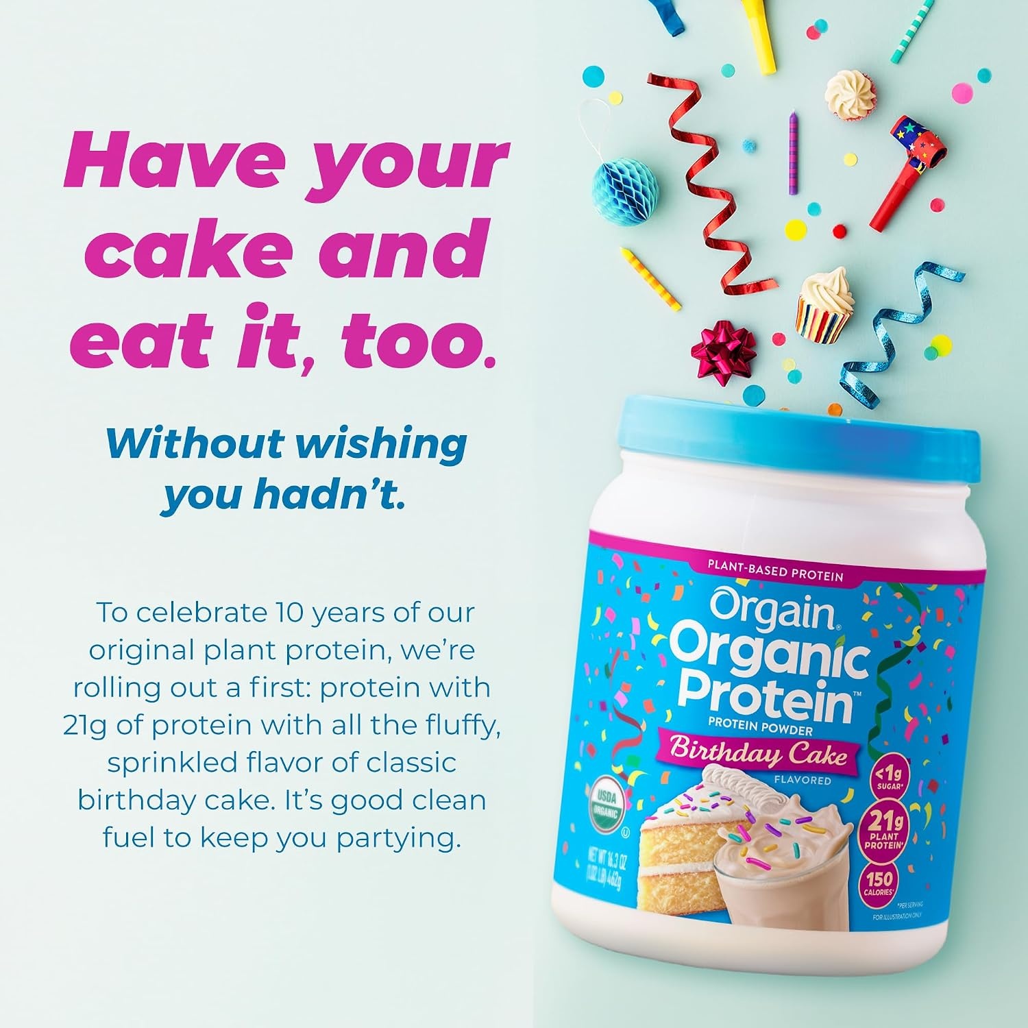 image:imageOrgain Organic Vegan 21g Protein Powder Birthday Cake 102 lbBirthday Cake