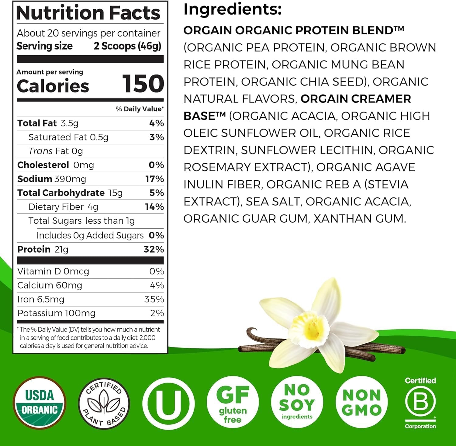 image:imageOrgain Organic Vegan 21g Protein Powder Birthday Cake 102 lbChocolate Vanilla Bundle