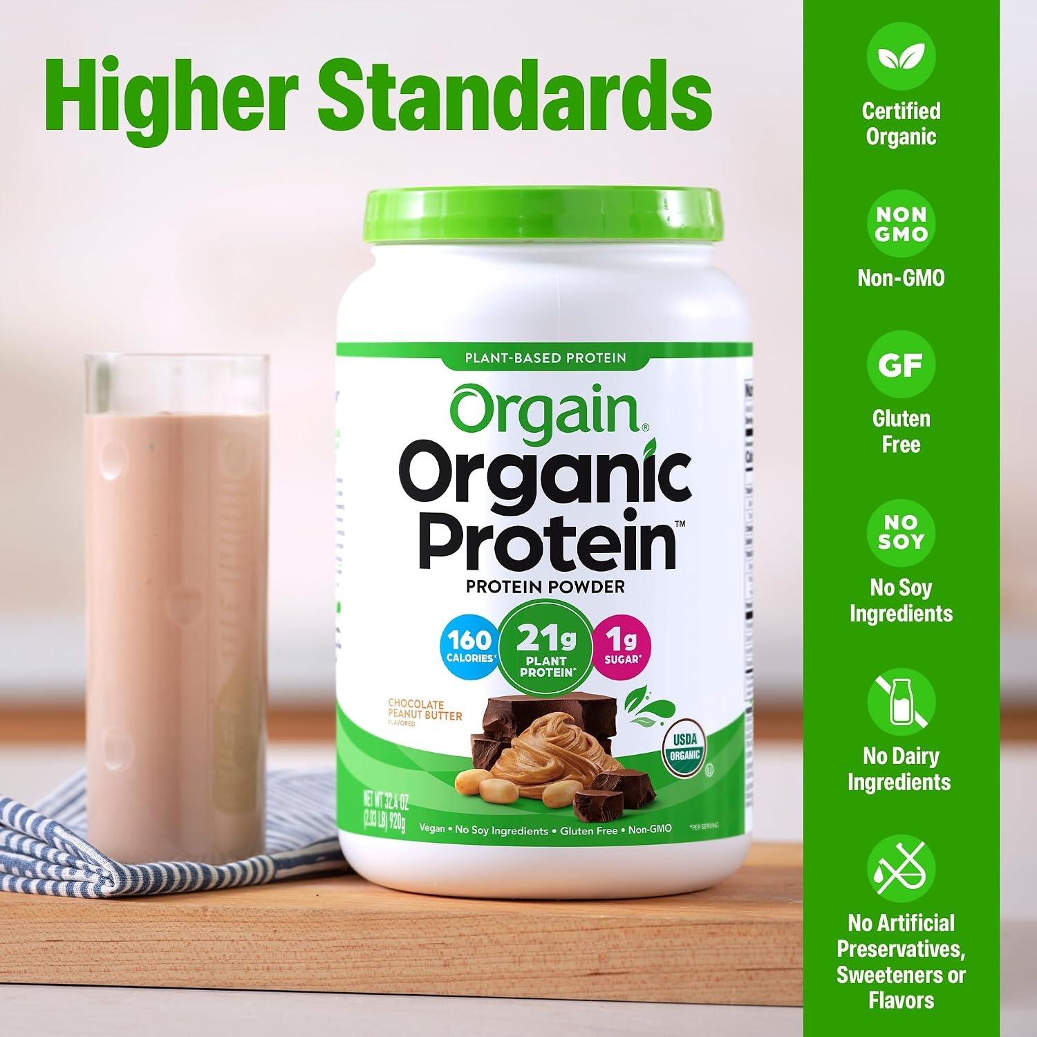 image:imageOrgain Organic Vegan 21g Protein Powder Birthday Cake 102 lbChocolate Peanut Butter