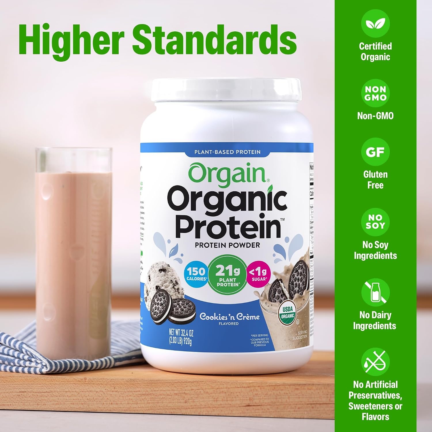 image:imageOrgain Organic Vegan 21g Protein Powder Birthday Cake 102 lbCookies Cream