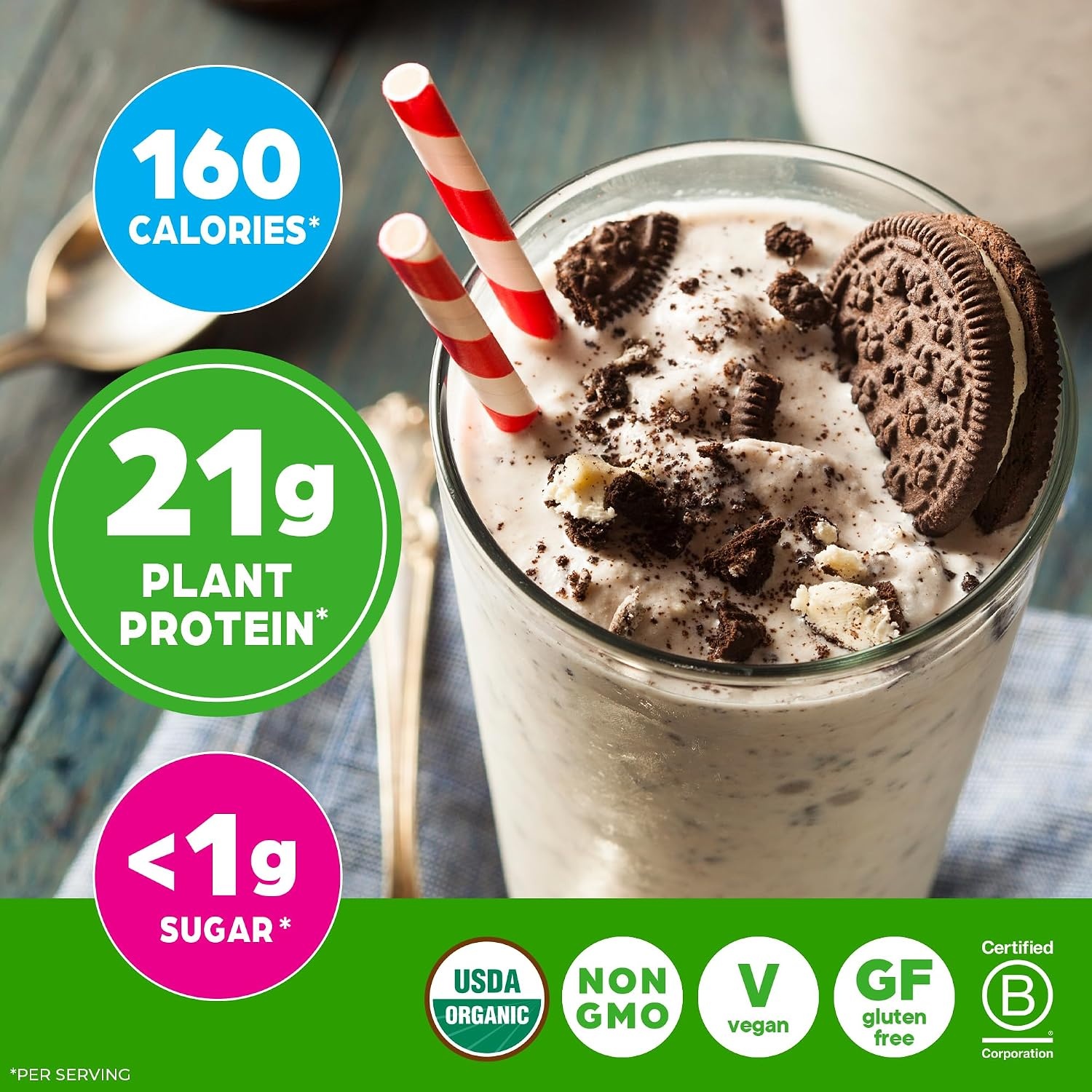 image:imageOrgain Organic Vegan 21g Protein Powder Birthday Cake 102 lbCookies Cream