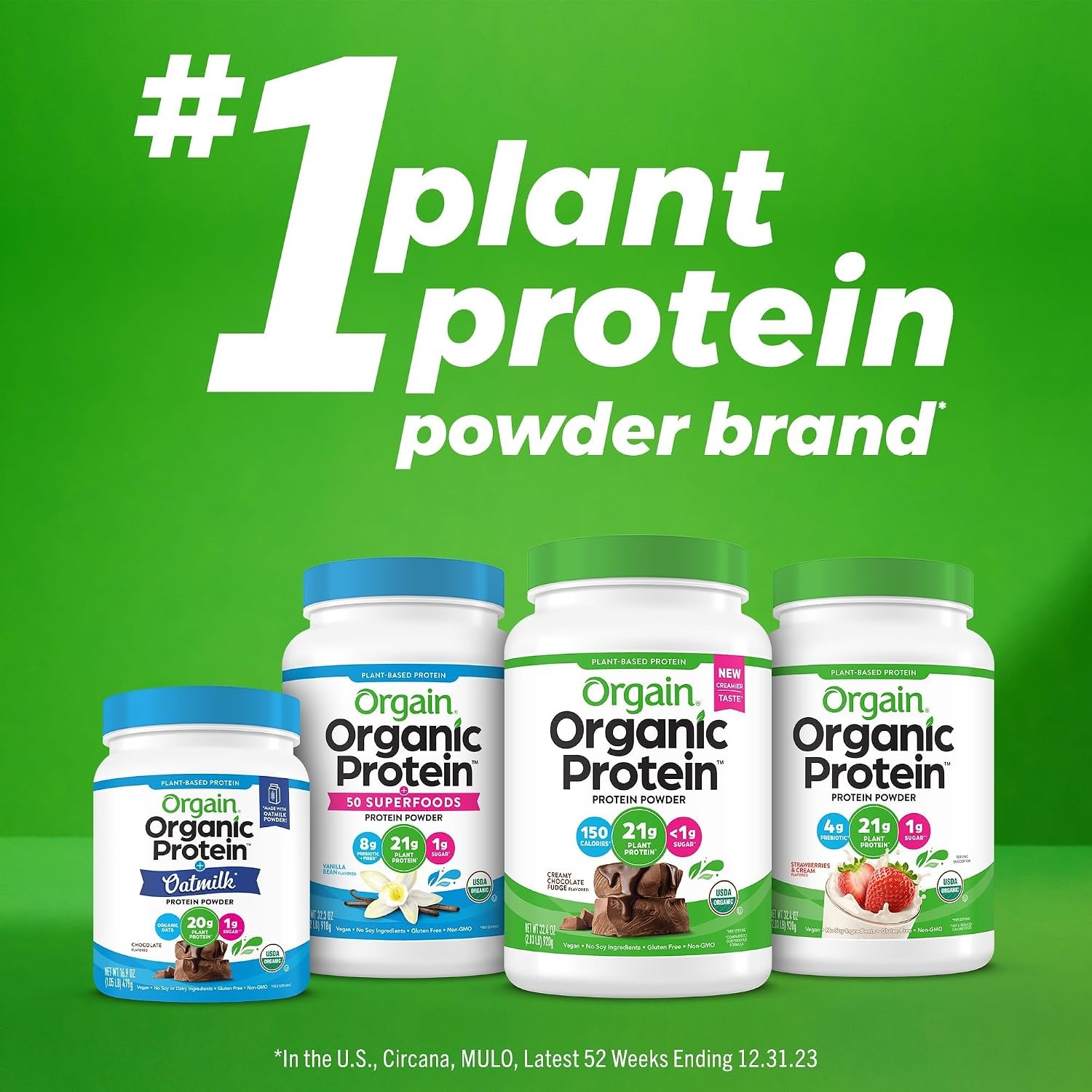 image:imageOrgain Organic Vegan 21g Protein Powder Birthday Cake 102 lbCreamy Chocolate Fudge