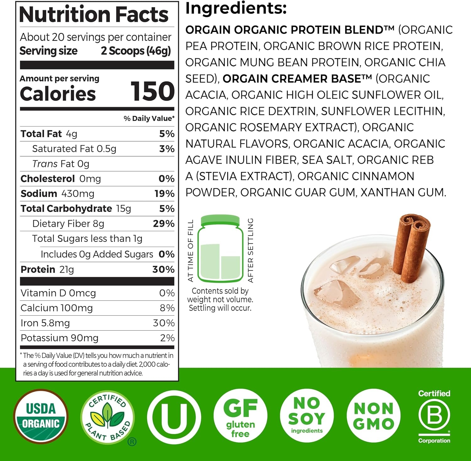image:imageOrgain Organic Vegan 21g Protein Powder Birthday Cake 102 lbHorchata