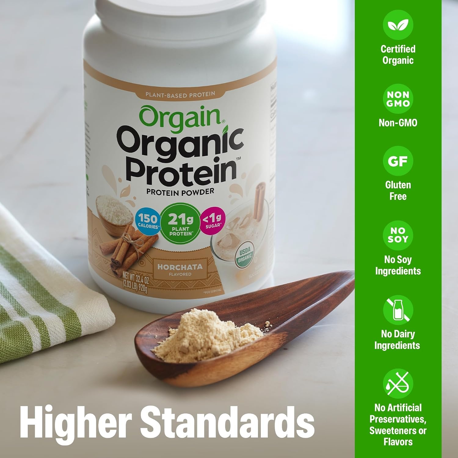 image:imageOrgain Organic Vegan 21g Protein Powder Birthday Cake 102 lbHorchata