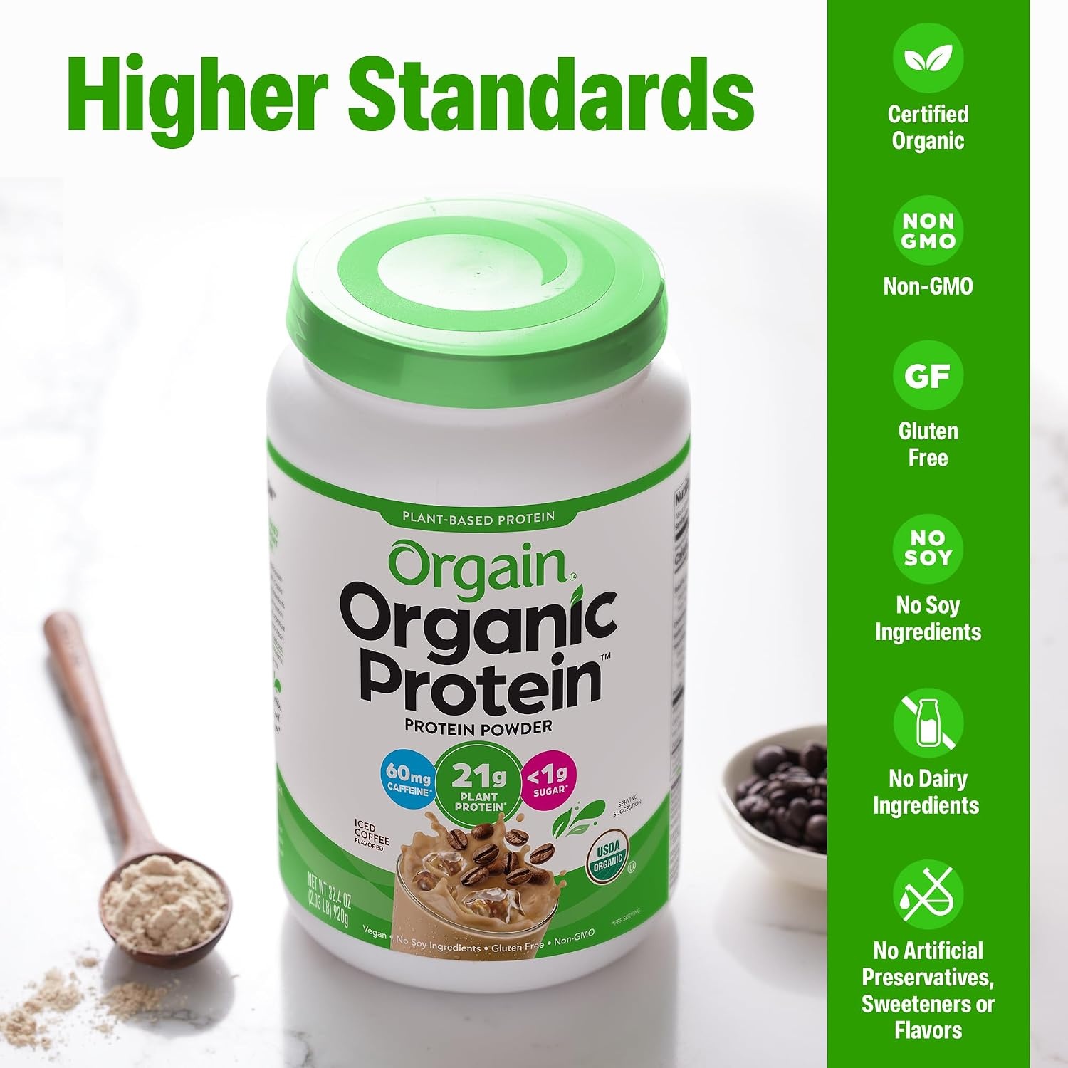 image:imageOrgain Organic Vegan 21g Protein Powder Birthday Cake 102 lbIced Coffee