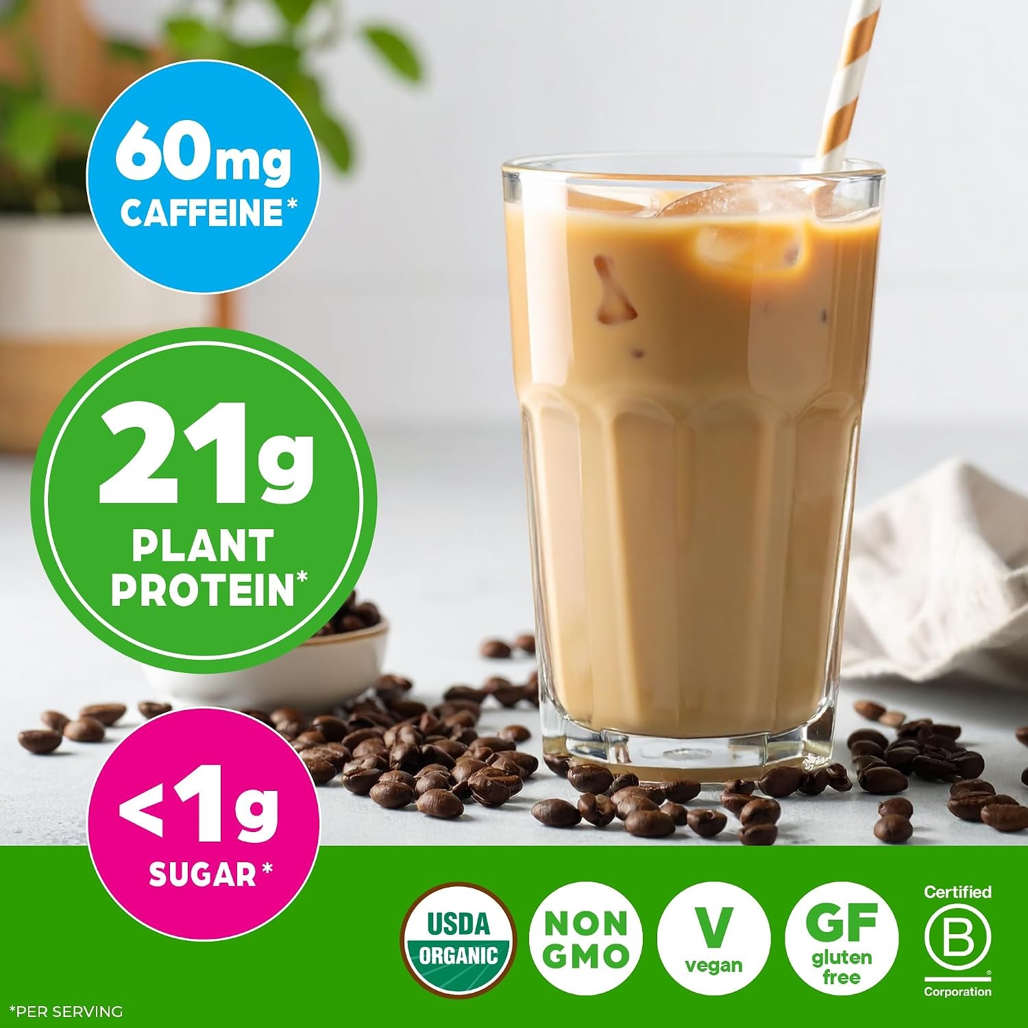 image:imageOrgain Organic Vegan 21g Protein Powder Birthday Cake 102 lbIced Coffee