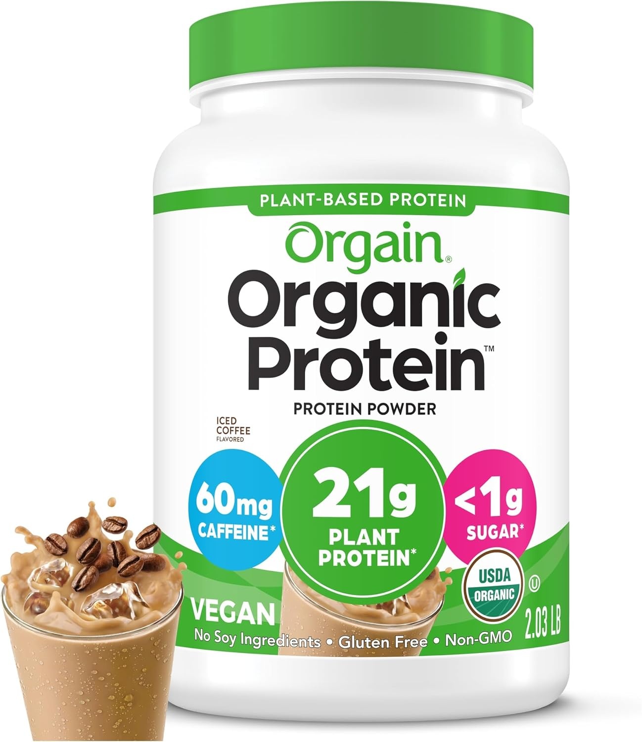 image:imageOrgain Organic Vegan 21g Protein Powder Birthday Cake 102 lbIced Coffee