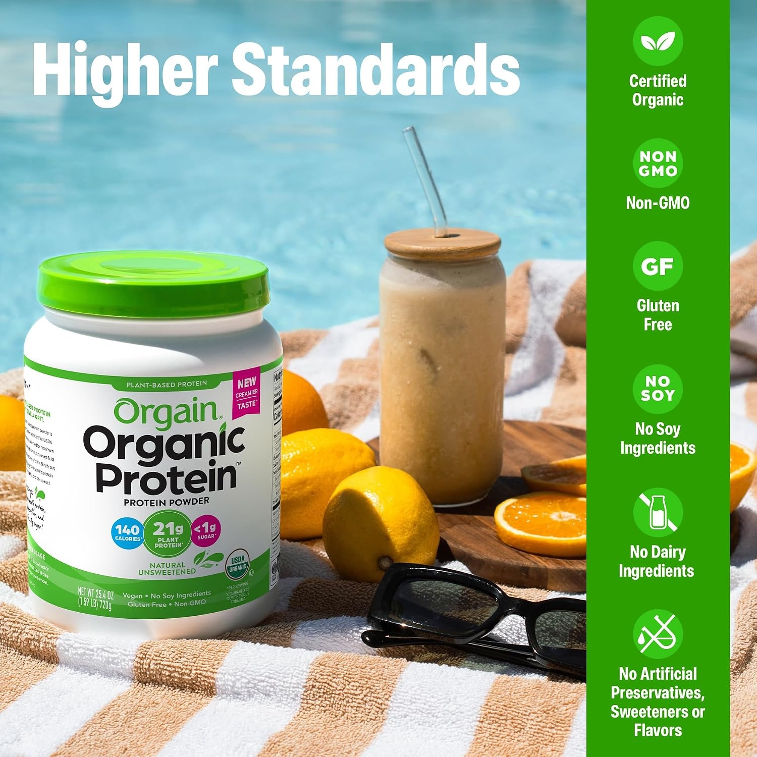image:imageOrgain Organic Vegan 21g Protein Powder Birthday Cake 102 lbNatural Unsweetened