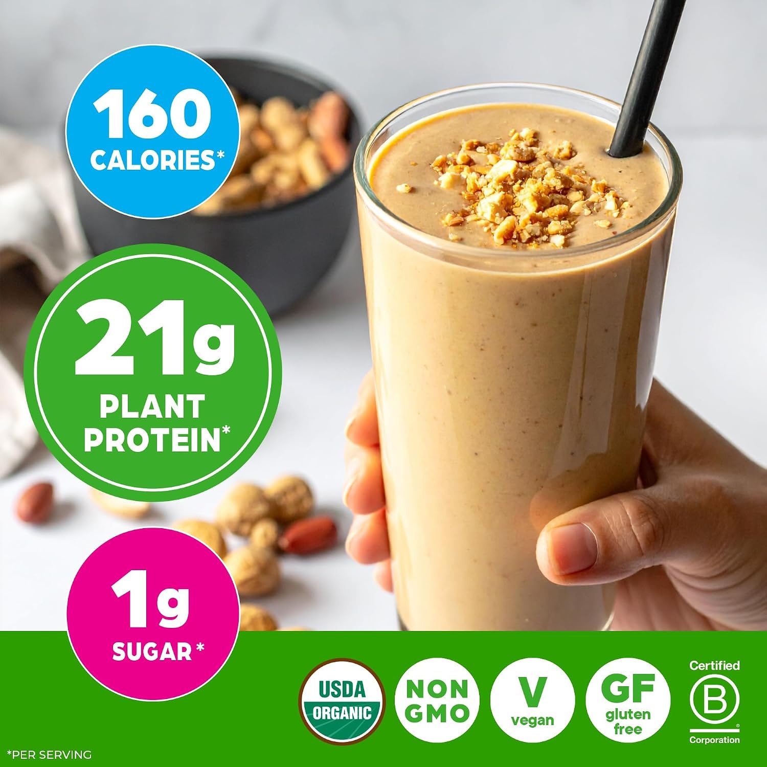 image:imageOrgain Organic Vegan 21g Protein Powder Birthday Cake 102 lbPeanut Butter