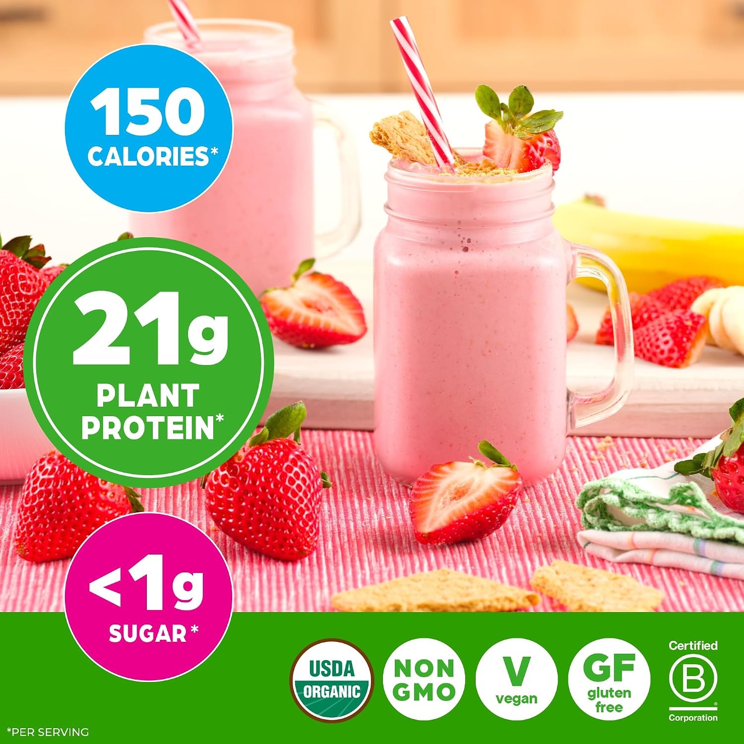 image:imageOrgain Organic Vegan 21g Protein Powder Birthday Cake 102 lbStrawberries Cream