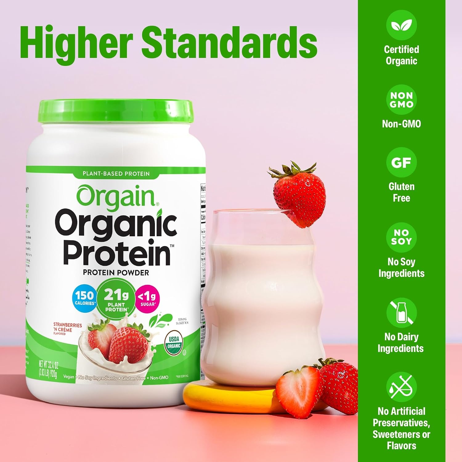 image:imageOrgain Organic Vegan 21g Protein Powder Birthday Cake 102 lbStrawberries Cream