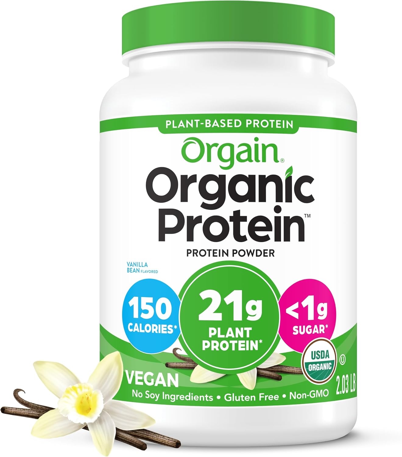 image:imageOrgain Organic Vegan 21g Protein Powder Birthday Cake 102 lbVanilla