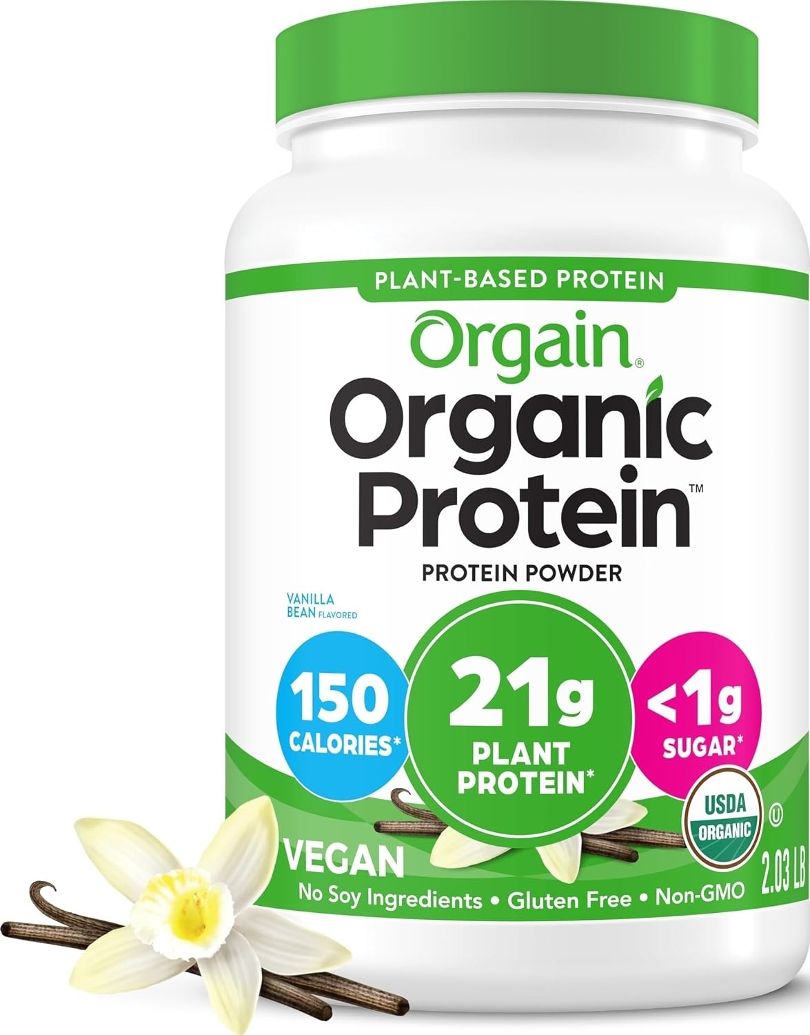 image:imageOrgain Organic Vegan 21g Protein Powder Birthday Cake 102 lbVanilla
