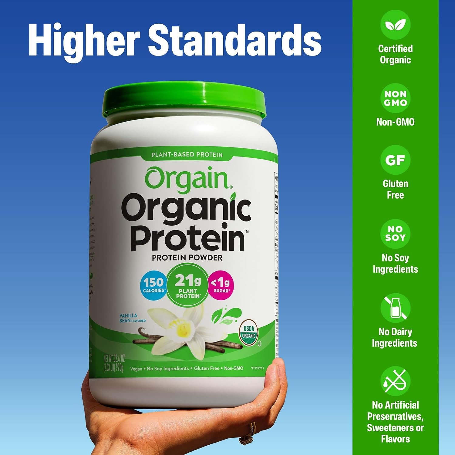 image:imageOrgain Organic Vegan 21g Protein Powder Birthday Cake 102 lbVanilla
