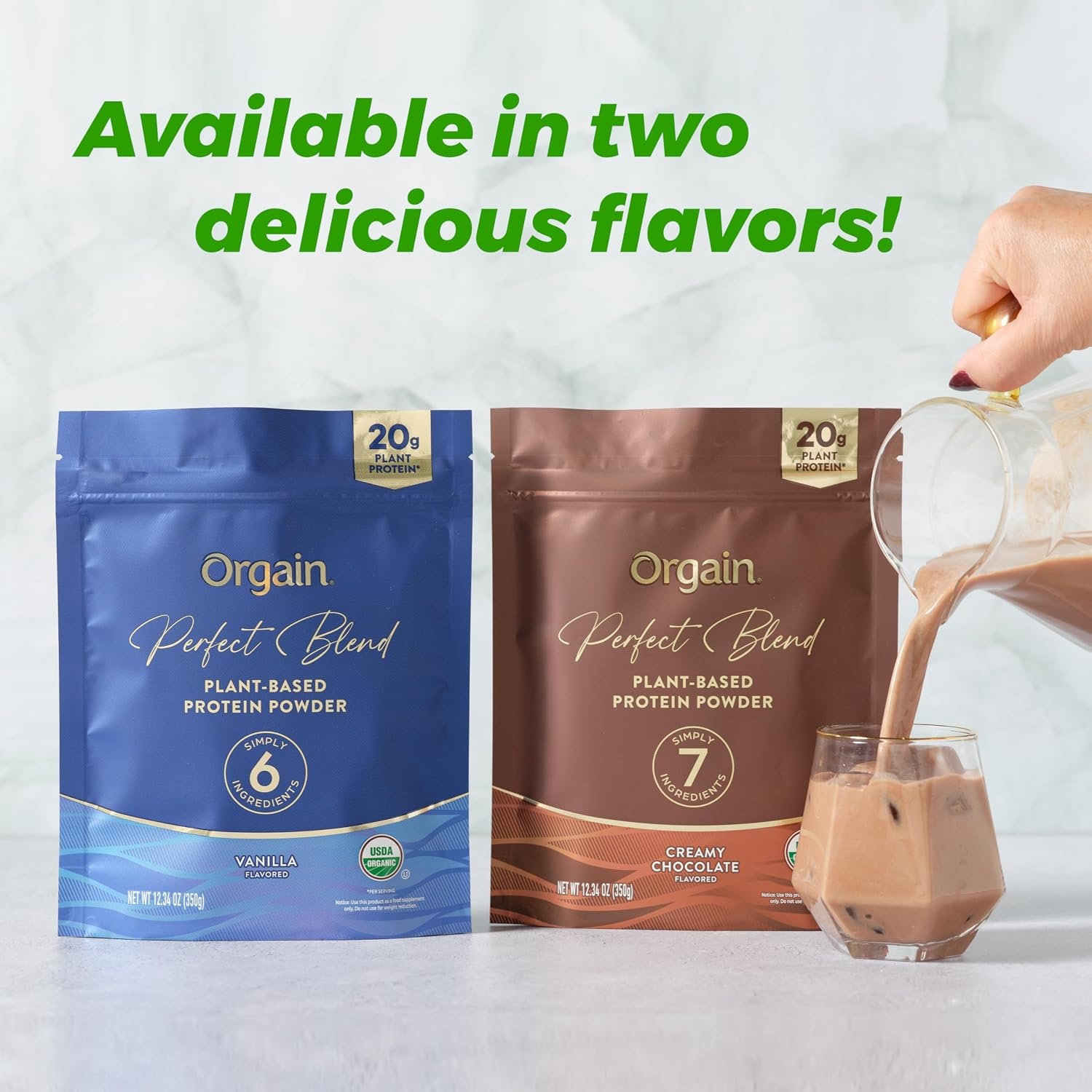 image:imageOrgain Organic Vegan Perfect Blend Protein Powder 20g Clean Plant Protein 6 Ingredients lt1g Sugar Gluten Free NonGMO No Artificial Flavors Stevia Extract Dairy or Soy Ingredients VanillaVanilla