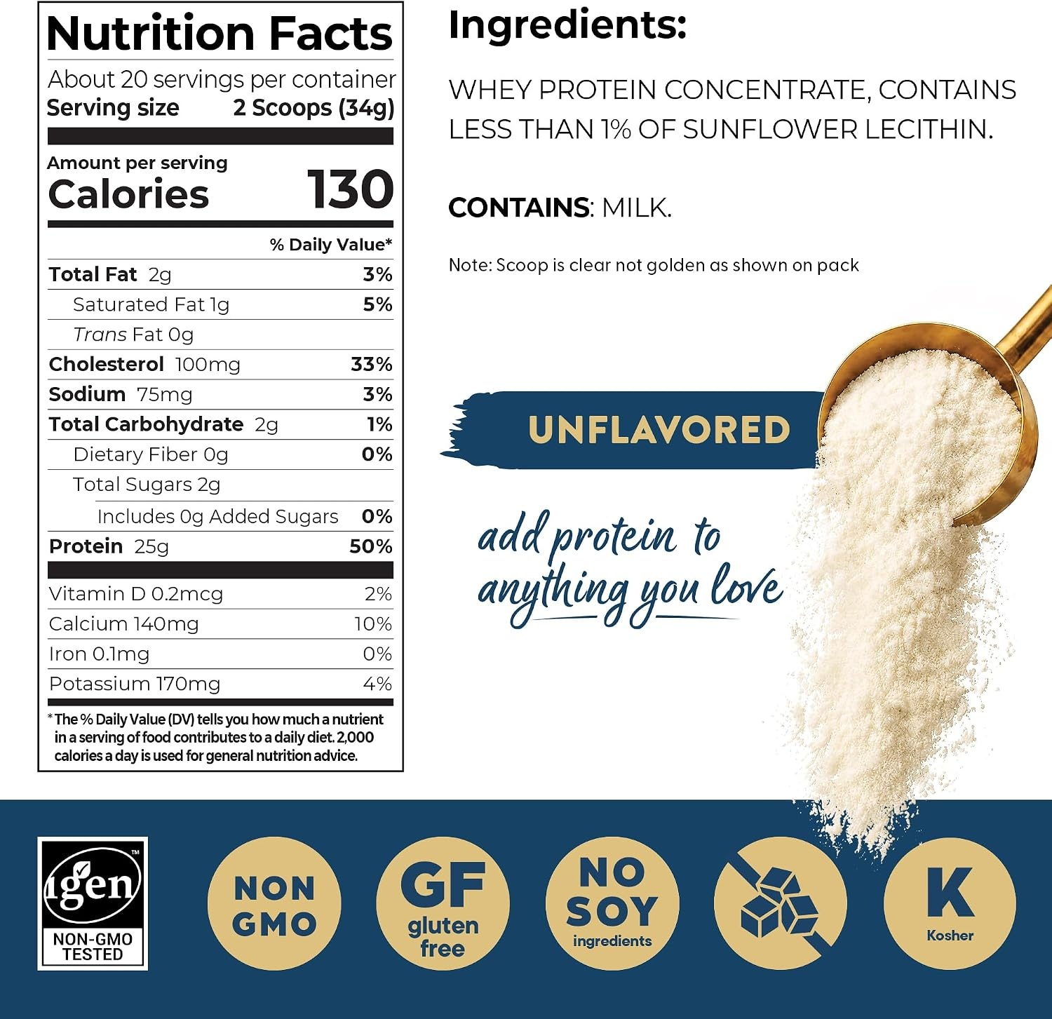 image:imageOrgain Unflavored 25g Whey Protein Powder NonGMO 20 Servings 24 Oz