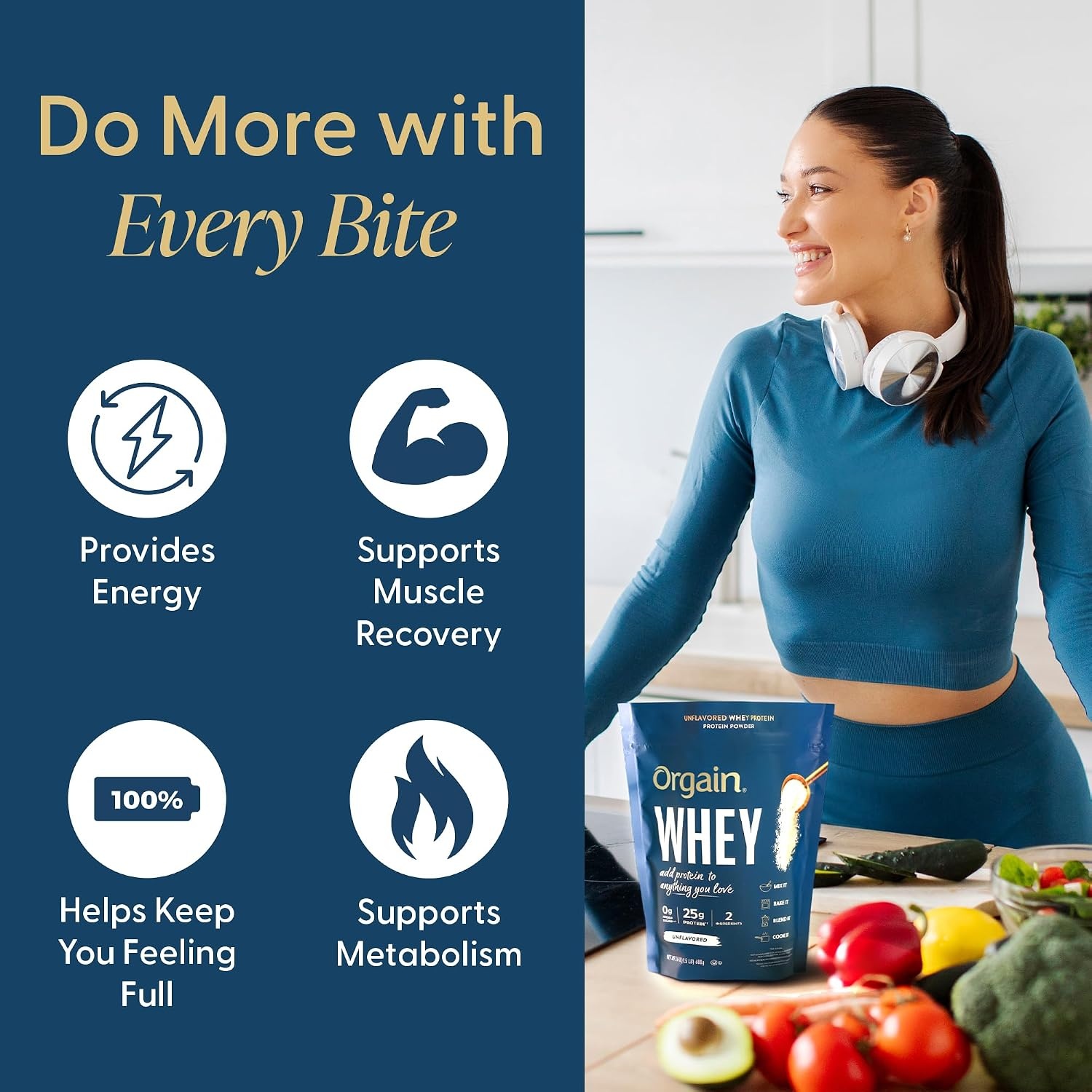 image:imageOrgain Unflavored 25g Whey Protein Powder NonGMO 20 Servings 24 Oz