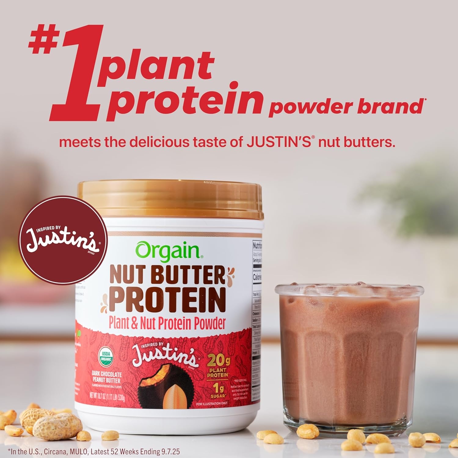 image:imageOrgain X Justins 20g Protein Powder Chocolate Peanut Butter 117lbChocolate Peanut Butter