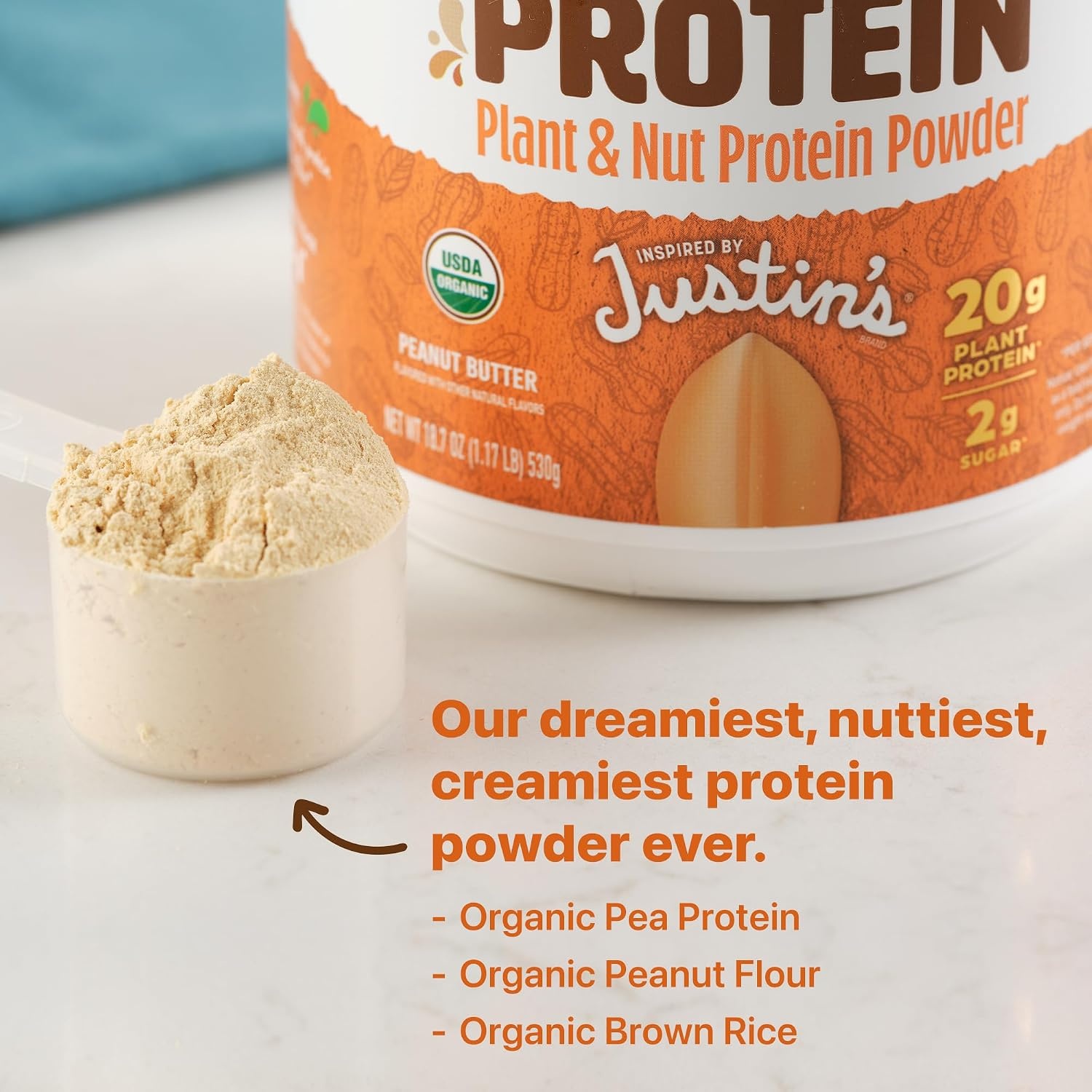 image:imageOrgain X Justins 20g Protein Powder Peanut Butter 117lbPeanut Butter