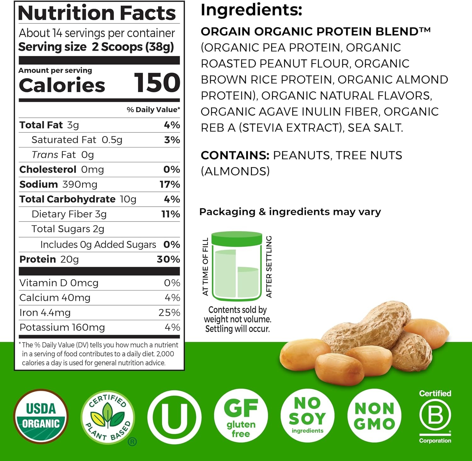 image:imageOrgain X Justins 20g Protein Powder Peanut Butter 117lbPeanut Butter