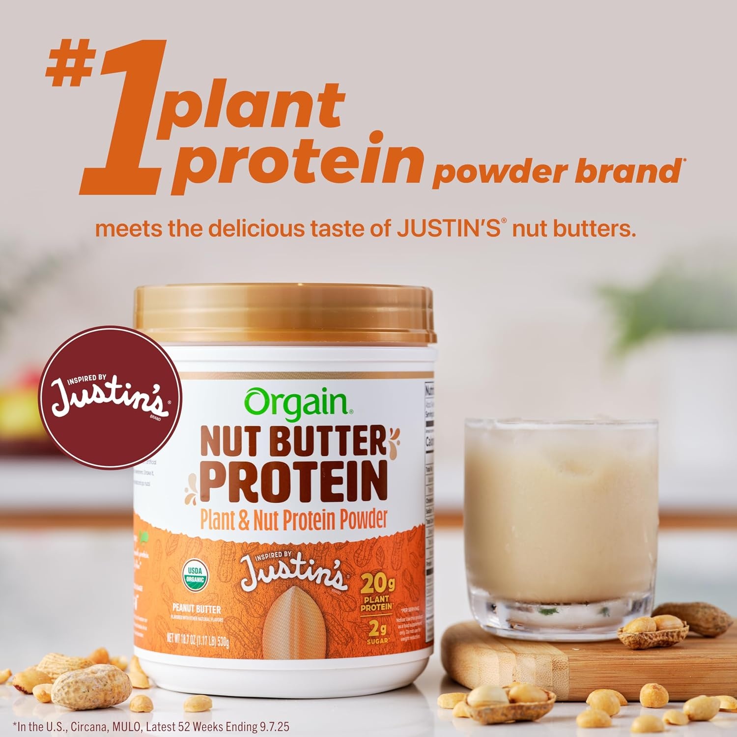 image:imageOrgain X Justins 20g Protein Powder Peanut Butter 117lbPeanut Butter