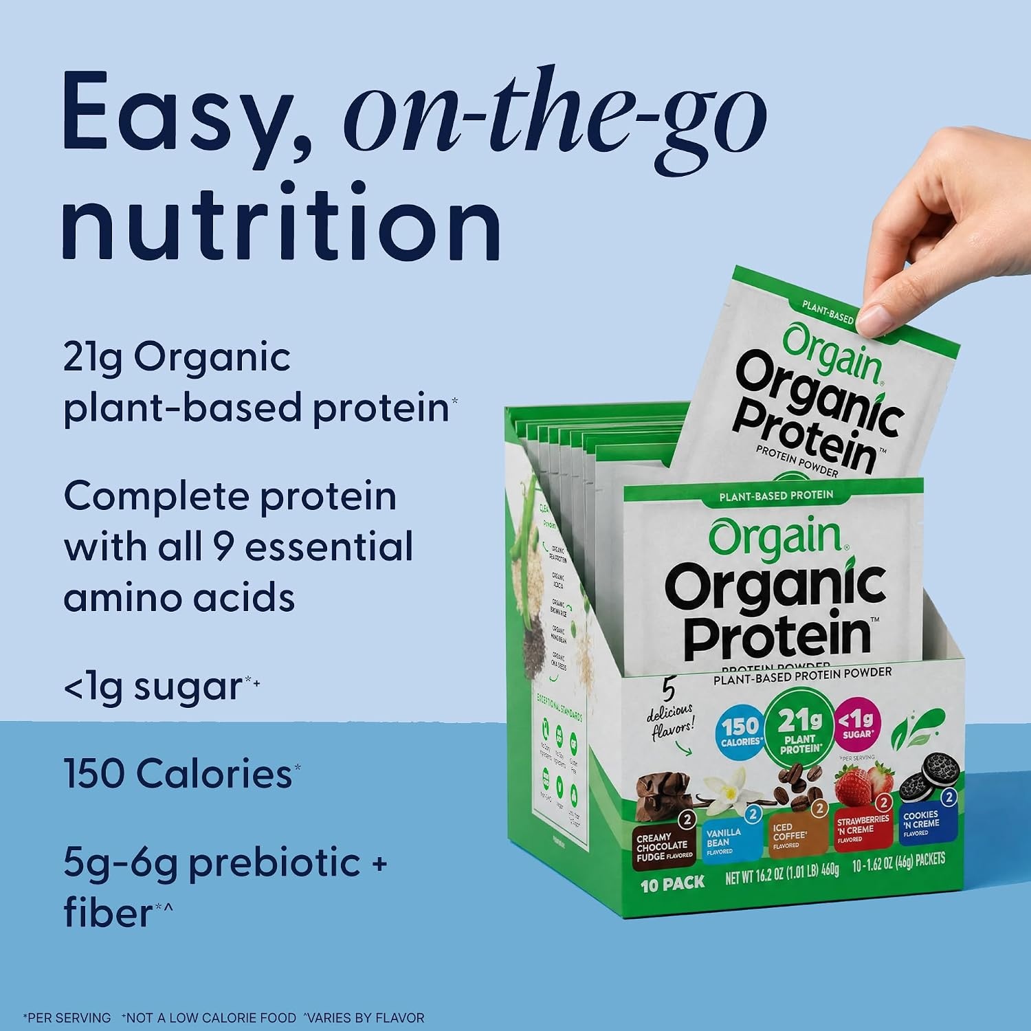 image:imageOrganic Vegan Protein Powder Variety Pack Five Flavors 162 oz 10 Pack