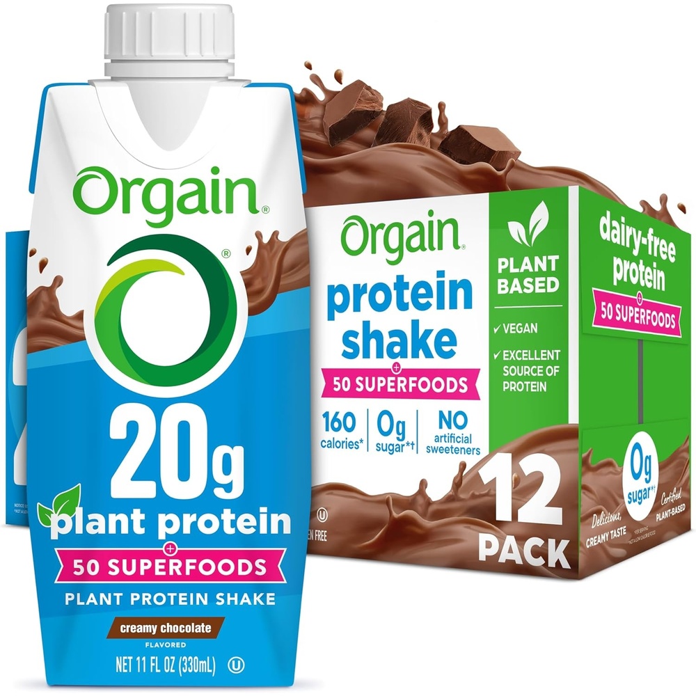 image:imageOrgain 20g Vegan Protein Shake 50 Superfoods Chocolate 11 oz 12pkPlant Protein Superfoods