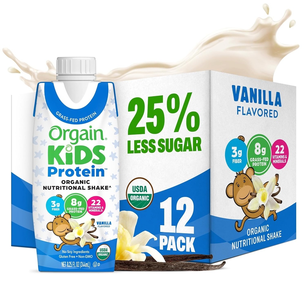 image:imageOrgain Organic Kids Dairy 8g Protein Shake Fruity Cereal 825 oz 12pkVanilla