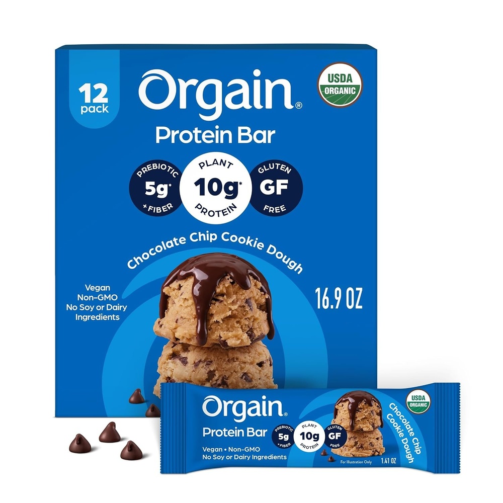 image:imageOrgain Organic Vegan 10g Protein Bars Peanut Butter 12 PkChocolate Chip Cookie Dough