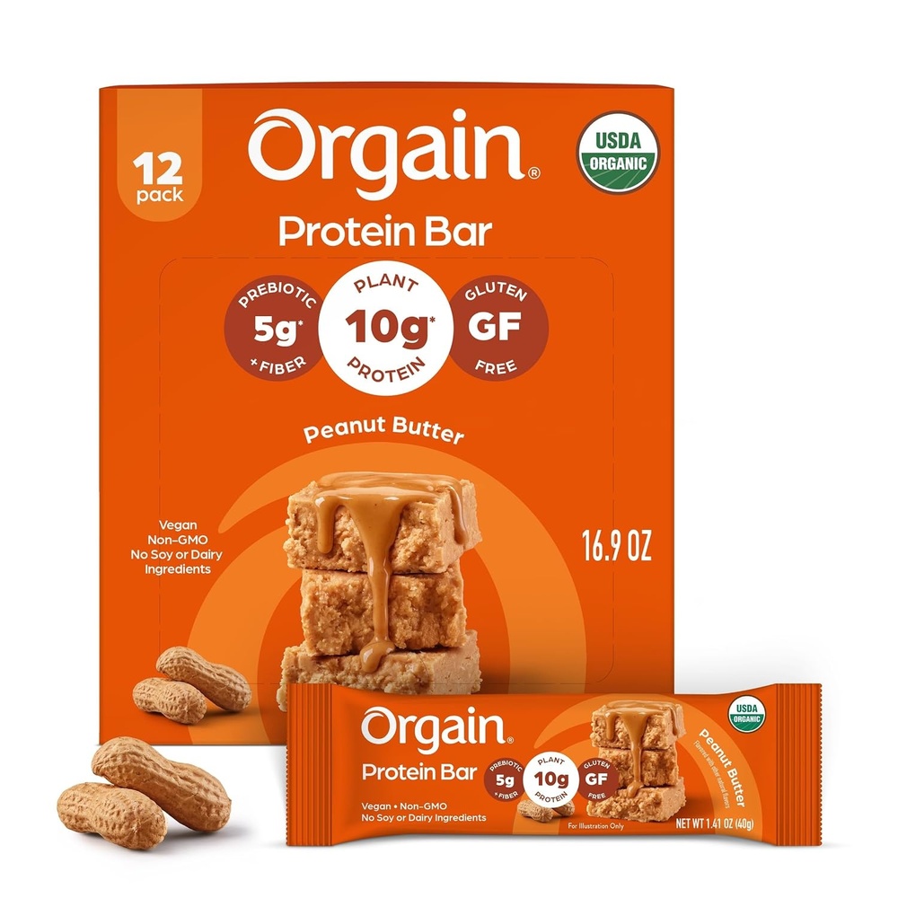 image:imageOrgain Organic Vegan 10g Protein Bars Peanut Butter 12 PkPeanut Butter
