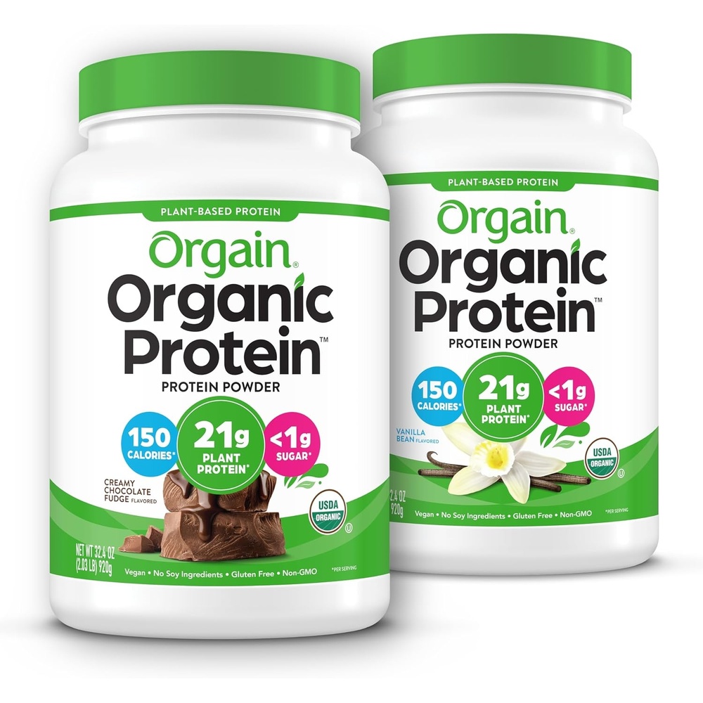 image:imageOrgain Organic Vegan 21g Protein Powder Birthday Cake 102 lbChocolate Vanilla Bundle