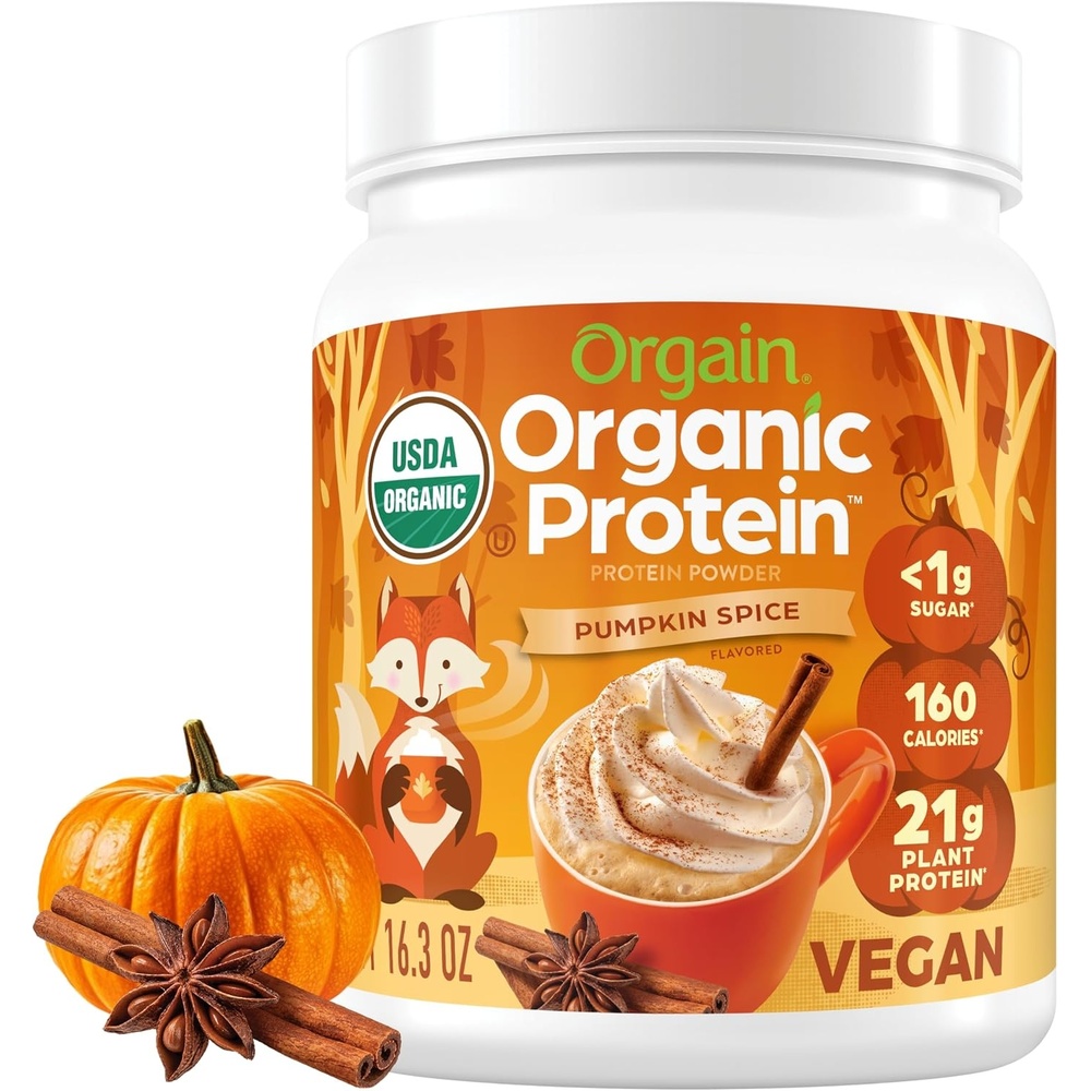 image:imageOrgain Organic Vegan 21g Protein Powder Birthday Cake 102 lbPumpkin Spice