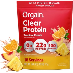 Orgain Clear Whey Isolate 22g Protein Powder, Tropical Punch, 18 Servings(Tropical Punch)