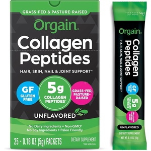 Orgain Hydrolyzed Collagen Peptides Powder For Women & Men, 20g Grass Fed Collagen, Unflavored – Hair, Skin, Nail, & Joint Support Supplement, Paleo & Keto, Non-GMO, Type I and III, 1lb(Unflavored)