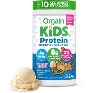 Orgain Kids 8g Grass-Fed Dairy Protein Powder, Chocolate Brownie, 1lb(Vanilla)