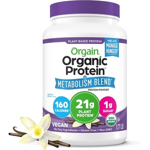Orgain Organic 21g Vegan Protein + Metabolism Powder, Vanilla, 1.71lb(Vanilla)