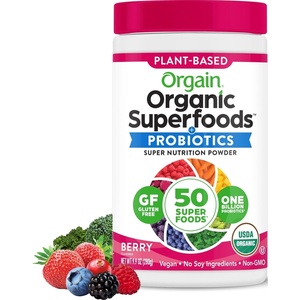 Orgain Organic Greens Powder, 50 Superfoods + Probiotics, Berry, 0.62 lb(Berry)