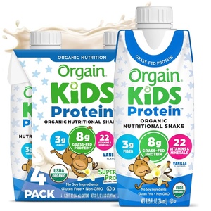 Orgain Organic Kids Dairy 8g Protein Shake, Chocolate, 8.25 oz, 4pk(Vanilla)