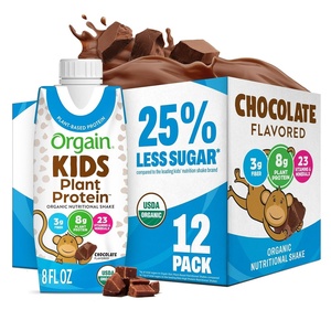 Orgain Organic Kids Nutritional Vegan Protein Shakes, Chocolate – Healthy Kids Snacks, 8g Plant Protein, 23 Vitamins & Minerals, 3g Fiber, No Dairy & Soy, Non-GMO, 8 Fl Oz, 12 Pack, Packaging May Vary(Chocolate)