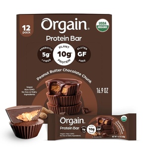 Orgain Organic Vegan 10g Protein Bars, Peanut Butter, 12 Pk(Peanut Butter Chocolate Chunk)