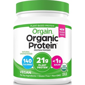 Orgain Organic Vegan 21g Protein Powder, Birthday Cake, 1.02 lb(Natural Unsweetened)