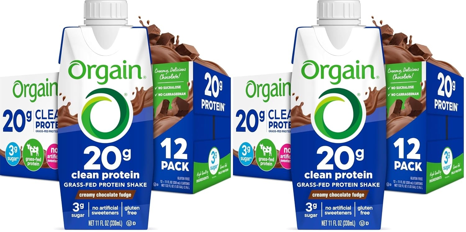 image:imageOrgain 20g Clean Grass Fed High Protein Shake Chocolate 11 oz 12pkChocolate Fudge