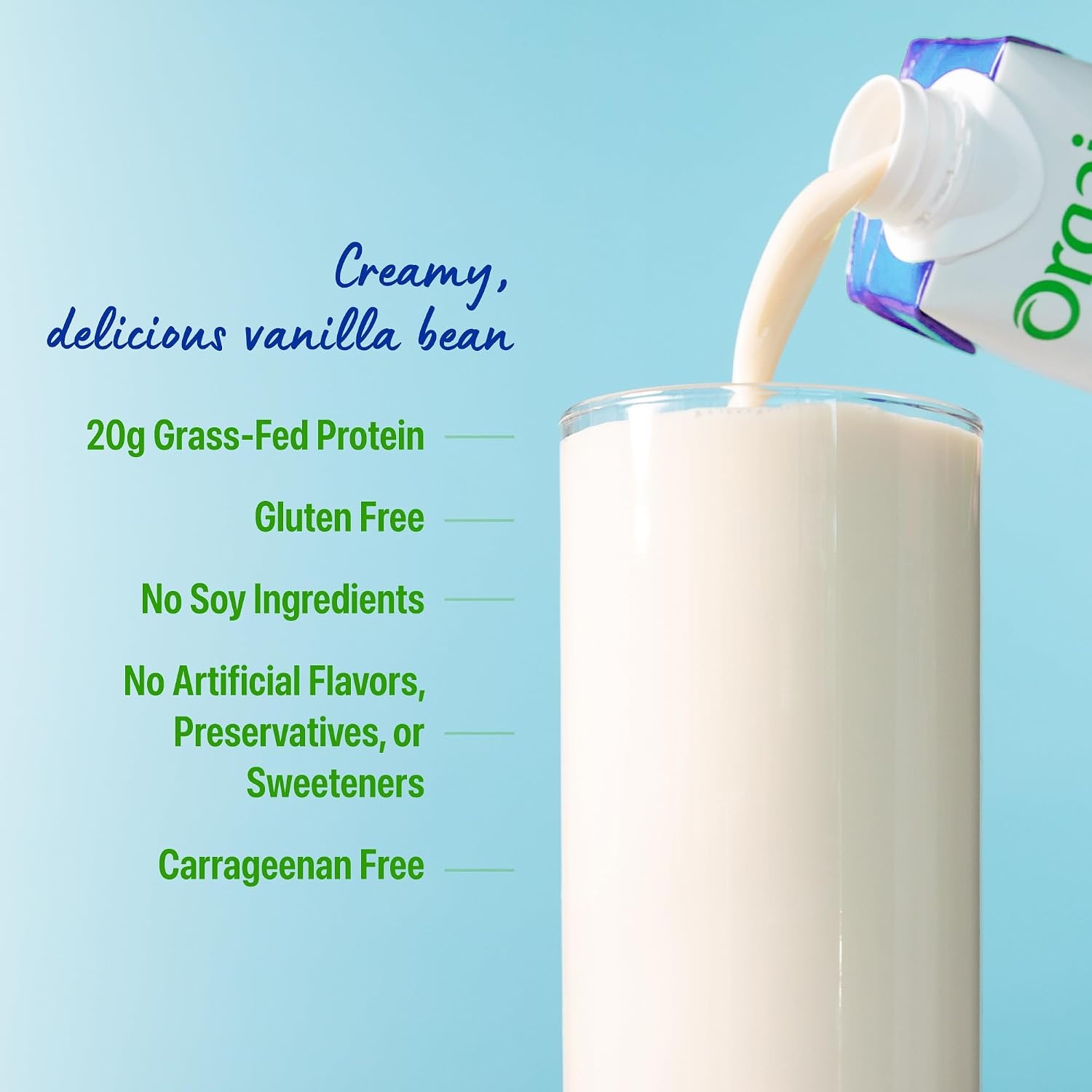 image:imageOrgain 20g Clean Grass Fed High Protein Shake Chocolate 11 oz 12pkVanilla