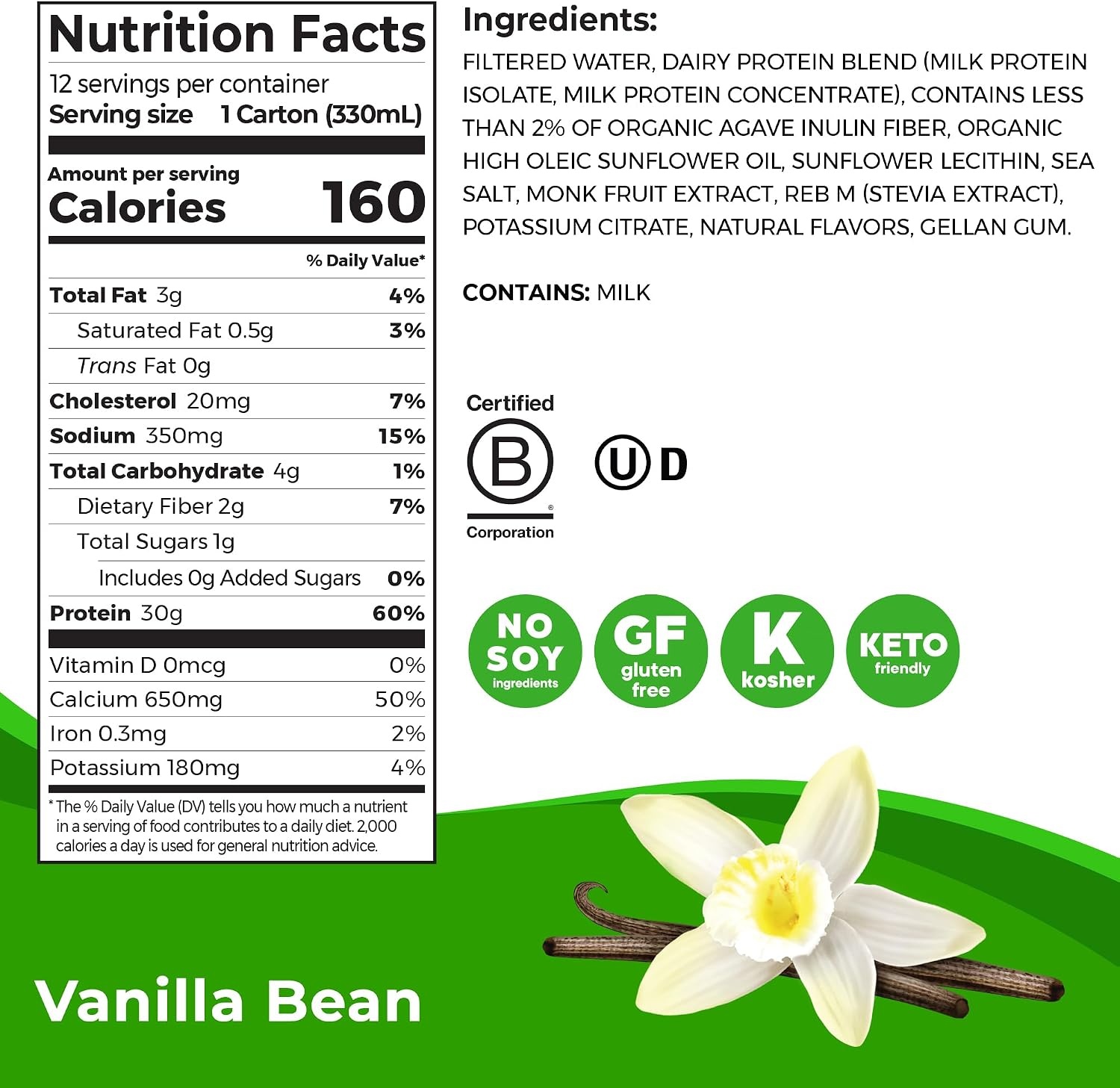 image:imageOrgain 30g High Protein Ready To Drink Shake Vanilla Bean 11 Fl Oz Pack of 12 Orgain Organic 30g Vegan Protein Powder Vanilla 201 lb Packaging May Vary Bundle