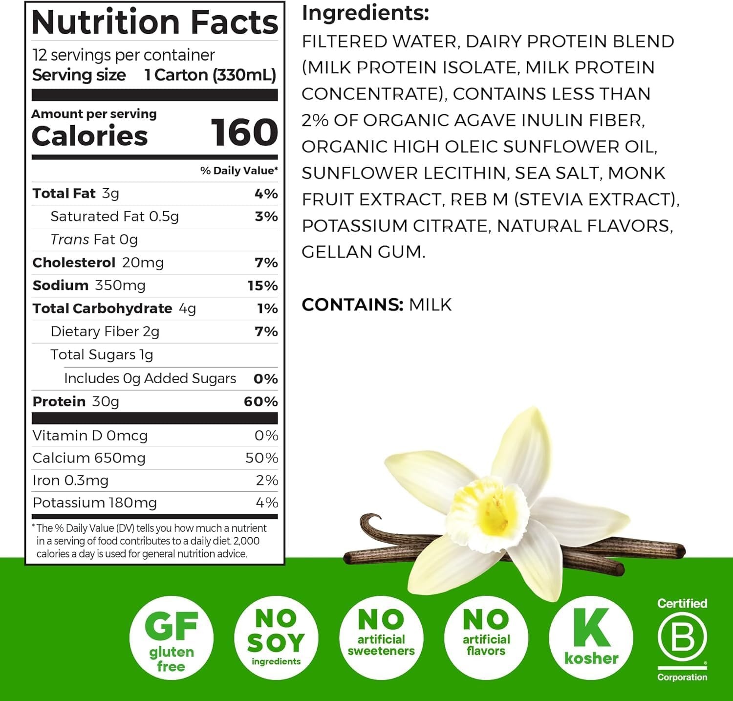 image:imageOrgain 30g High Protein Shake Bundle Chocolate Fudge amp Vanilla Bean 11 Fl Oz 2 Pack of 12 Dairy Isolate 6g BCAAs 1g Sugar Keto Friendly GlutenFree