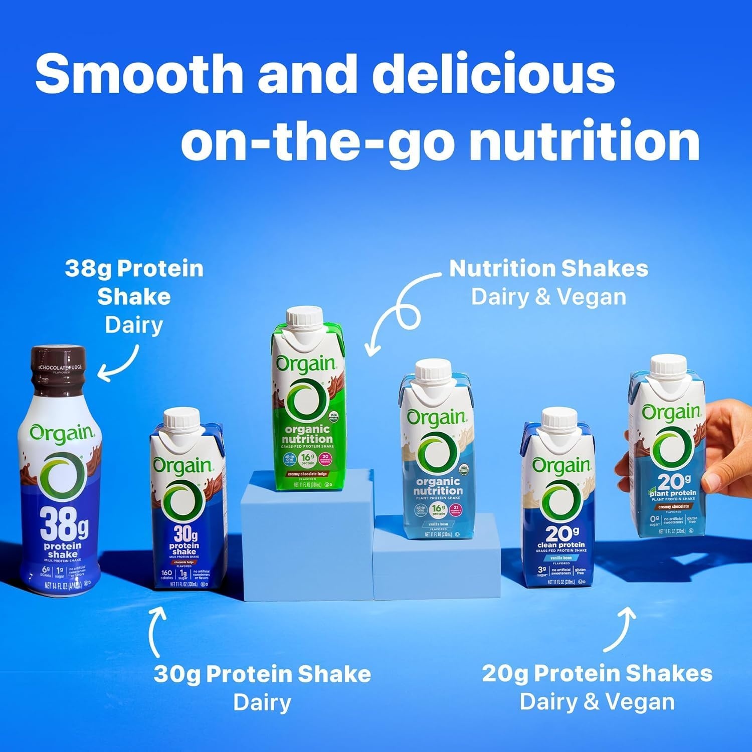 image:imageOrgain 30g High Protein Shake Bundle Chocolate Fudge amp Vanilla Bean 11 Fl Oz 2 Pack of 12 Dairy Isolate 6g BCAAs 1g Sugar Keto Friendly GlutenFree