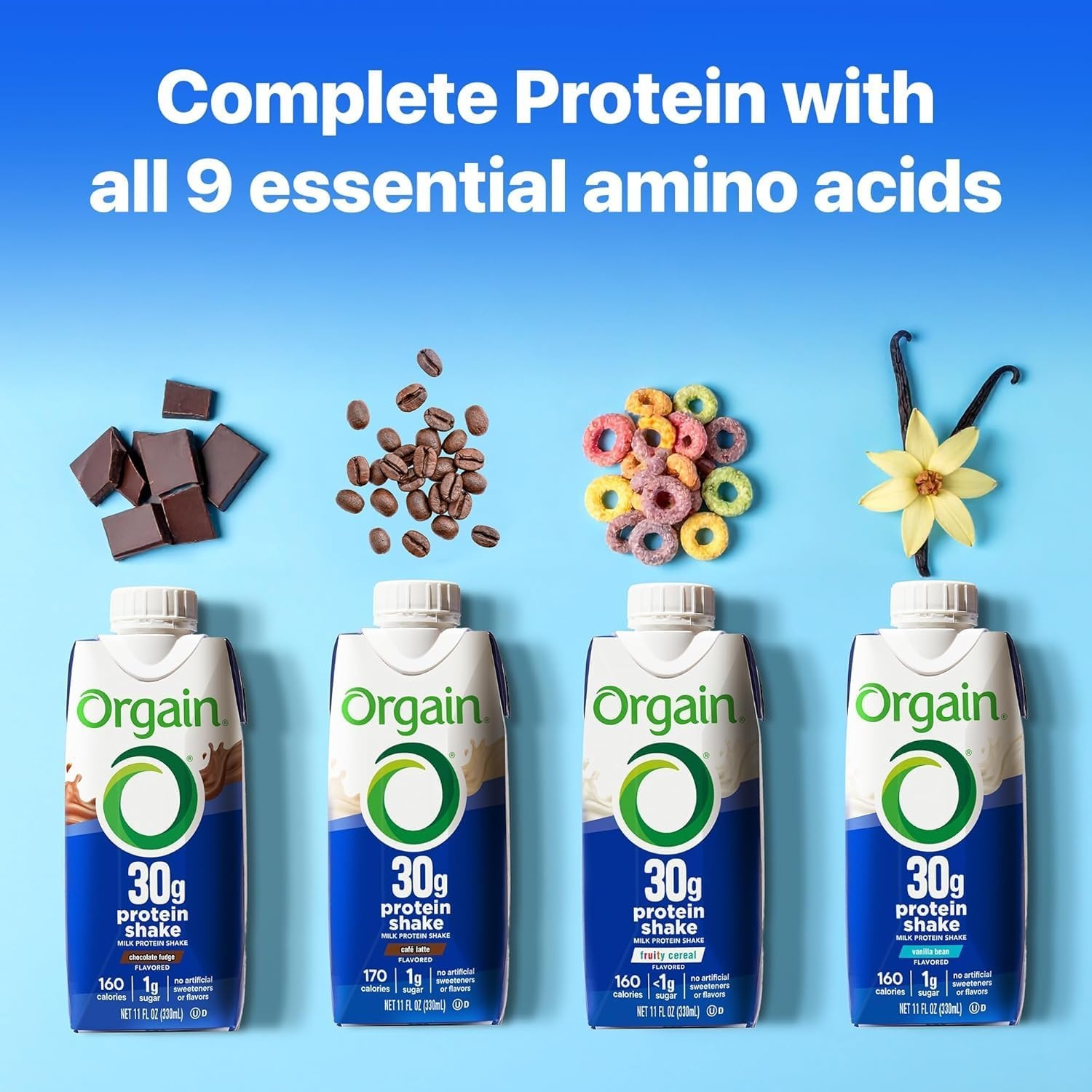 image:imageOrgain 30g High Protein Shake Bundle Chocolate Fudge amp Vanilla Bean 11 Fl Oz 2 Pack of 12 Dairy Isolate 6g BCAAs 1g Sugar Keto Friendly GlutenFree