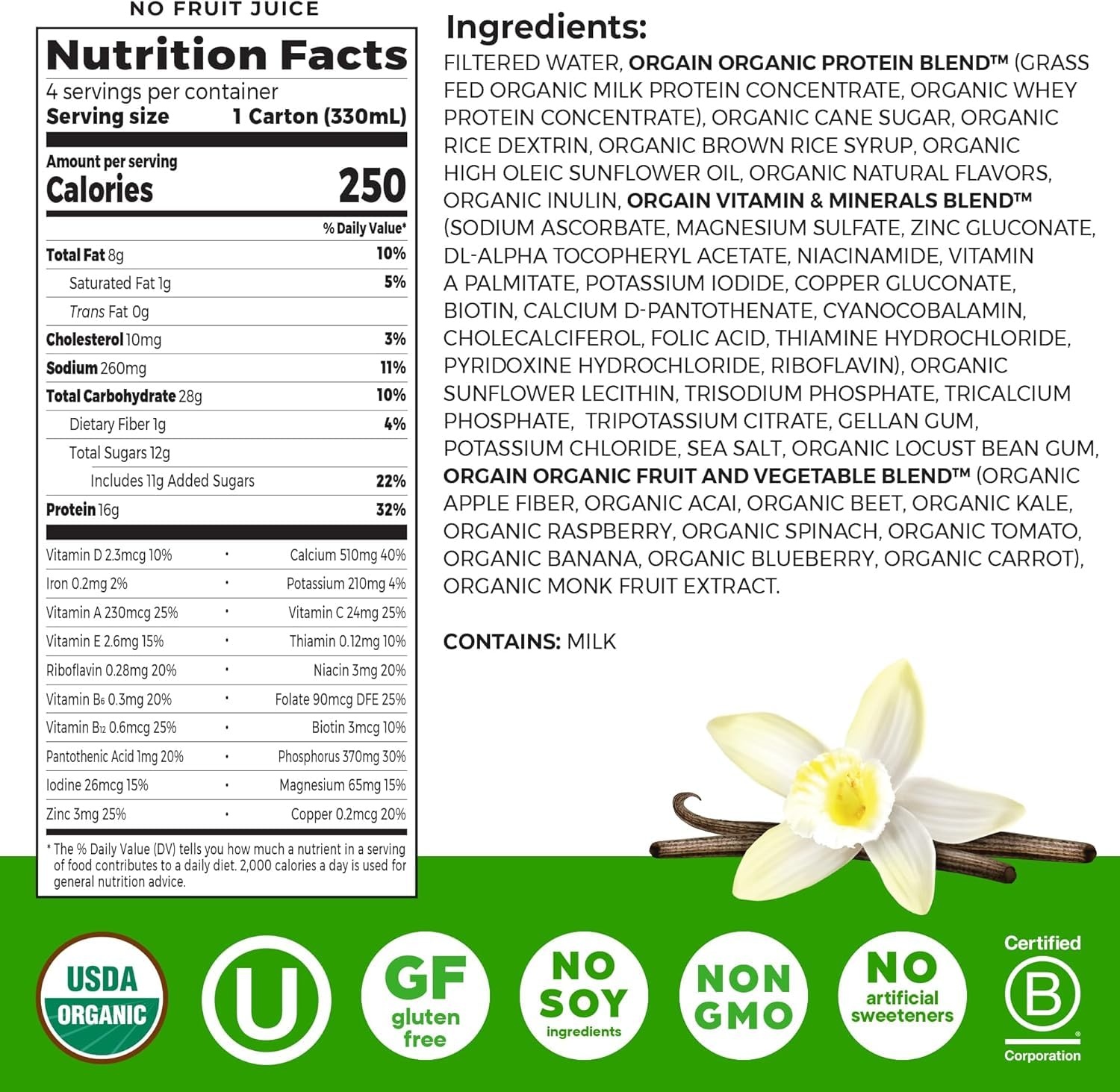 image:imageOrgain Creamy Chocolate Fudge 11 Oz Container 4 Count Orgain Organic Nutrition Shake Sweet Vanilla Bean 11 Oz 4 CountNutritional shakes Choc Vanilla 4 packs