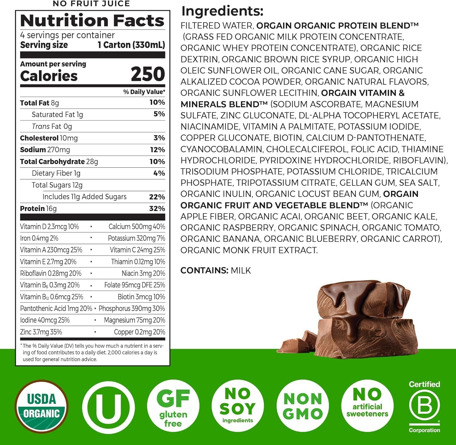 image:imageOrgain Creamy Chocolate Fudge 11 Oz Container 4 Count Orgain Organic Nutrition Shake Sweet Vanilla Bean 11 Oz 4 CountNutritional shakes Choc Vanilla 4 packs