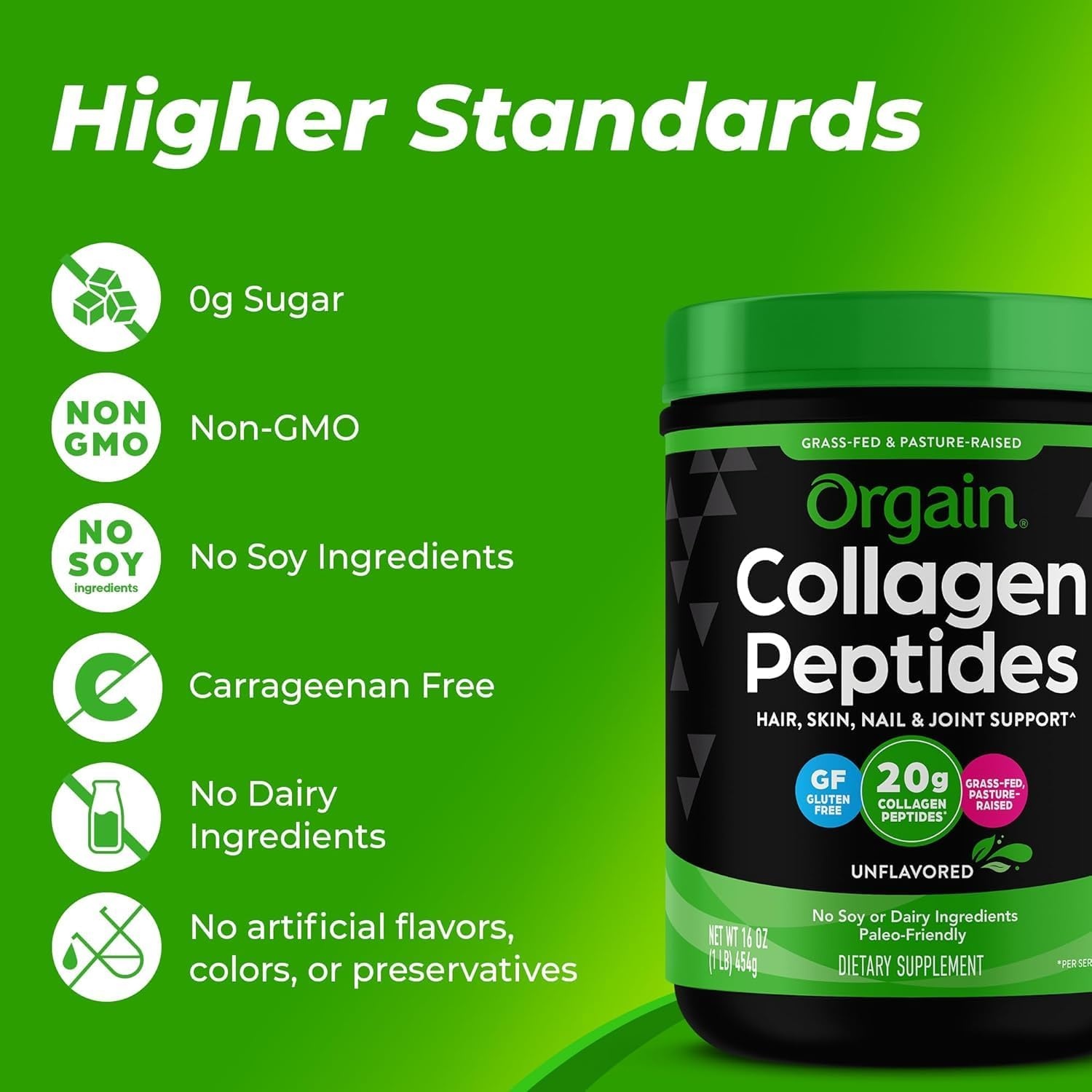 image:imageOrgain Creatine Monohydrate Powder 1764 Oz 100 Servings amp Collagen Peptides Powder 1lb 20g Grass Fed Bundle Unflavored NonGMO Supplements for Muscle Brain Skin amp Joint Support